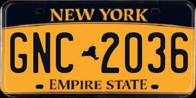 NY license plate GNC2036