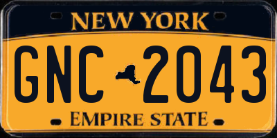 NY license plate GNC2043