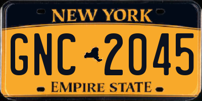 NY license plate GNC2045