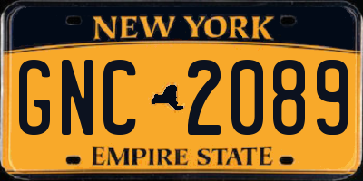 NY license plate GNC2089