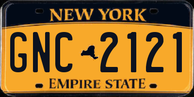 NY license plate GNC2121