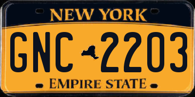 NY license plate GNC2203