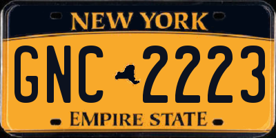 NY license plate GNC2223