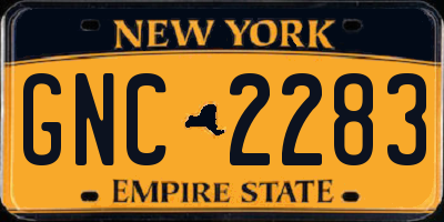 NY license plate GNC2283