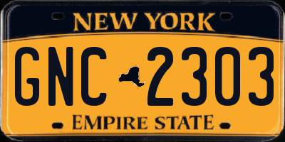 NY license plate GNC2303