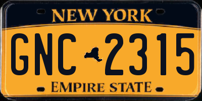 NY license plate GNC2315