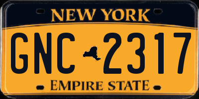 NY license plate GNC2317
