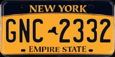 NY license plate GNC2332