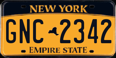 NY license plate GNC2342
