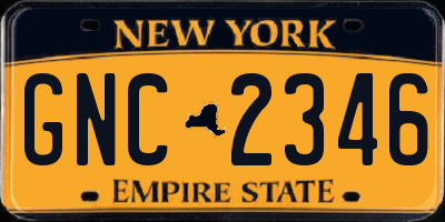 NY license plate GNC2346