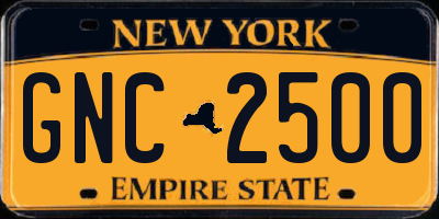 NY license plate GNC2500