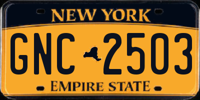 NY license plate GNC2503