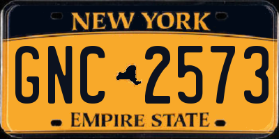 NY license plate GNC2573