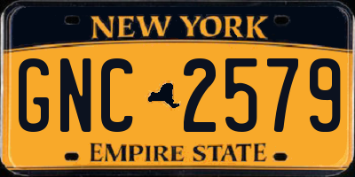 NY license plate GNC2579