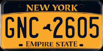 NY license plate GNC2605
