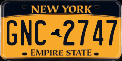 NY license plate GNC2747