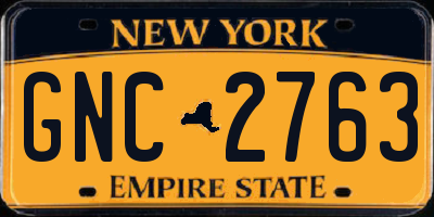 NY license plate GNC2763