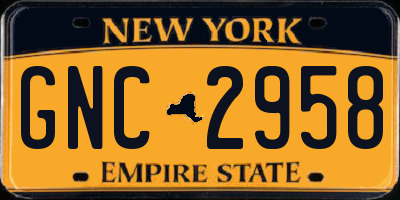 NY license plate GNC2958