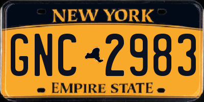 NY license plate GNC2983