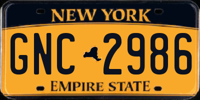 NY license plate GNC2986