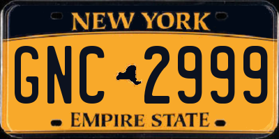 NY license plate GNC2999