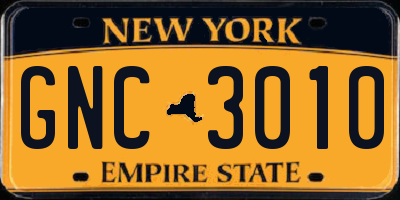 NY license plate GNC3010
