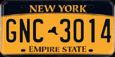 NY license plate GNC3014