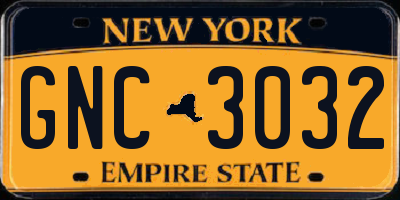NY license plate GNC3032