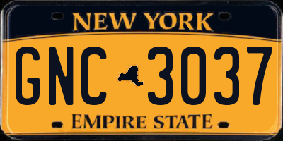 NY license plate GNC3037