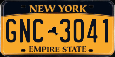 NY license plate GNC3041