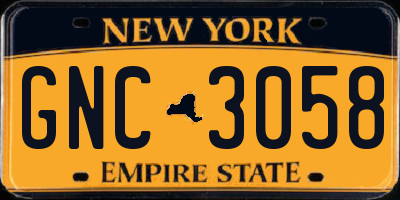 NY license plate GNC3058