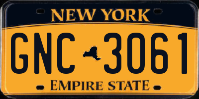NY license plate GNC3061