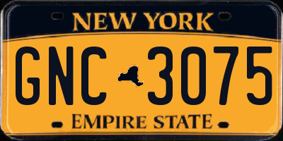 NY license plate GNC3075
