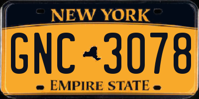 NY license plate GNC3078