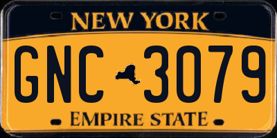 NY license plate GNC3079