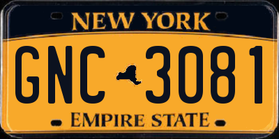 NY license plate GNC3081