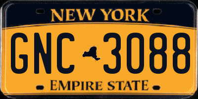 NY license plate GNC3088