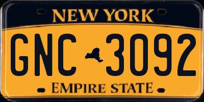 NY license plate GNC3092