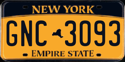 NY license plate GNC3093