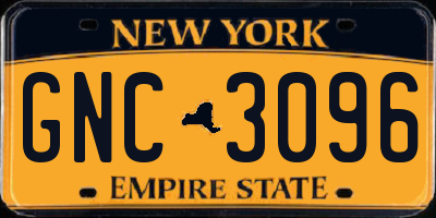 NY license plate GNC3096