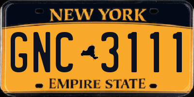 NY license plate GNC3111