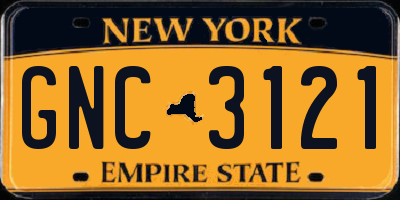 NY license plate GNC3121
