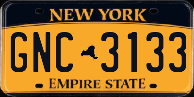 NY license plate GNC3133