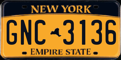 NY license plate GNC3136