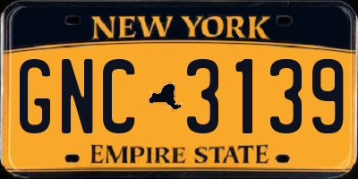 NY license plate GNC3139