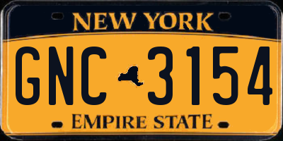 NY license plate GNC3154