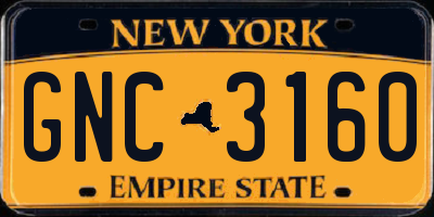 NY license plate GNC3160