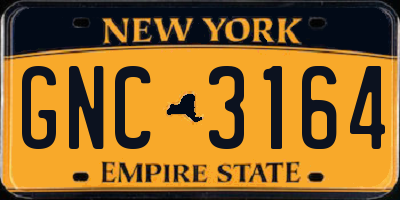 NY license plate GNC3164