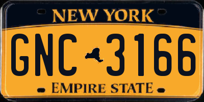 NY license plate GNC3166