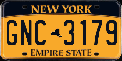 NY license plate GNC3179